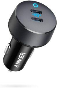 双 USB-C 端口IPHONE车载充电器：Anker USB-C 车载充电器 - Type C 车载适配器